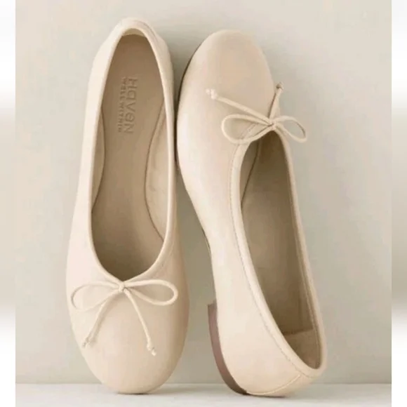 NEW! Haven Well Within Cream Soft Leather Ballet Flats! Size 9 - Picture 1 of 3